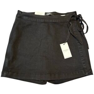 Judy Blue Skort High Waist Black Denim Wrap Tie NWT Size L JB2828BK